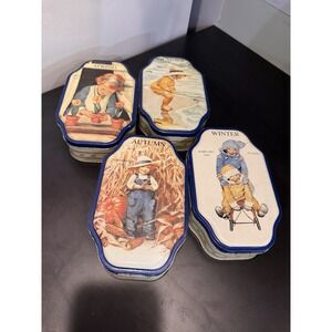 Vintage Good Housekeeping Tin Box Set 4‎ Seasons Art by Jessie Willcox Smith